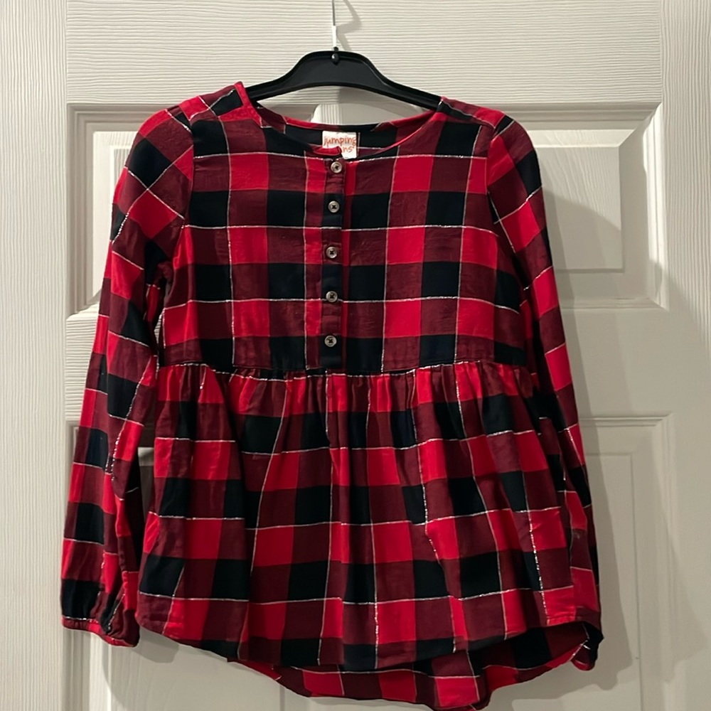 ♥️🖤Buffalo Plaid button long-sleeved top. Size 8. EUC.